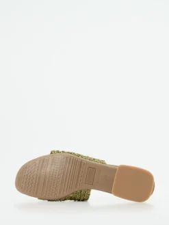 Damen Andrea Puccini – Pantolette aus Flechtleder Oliv