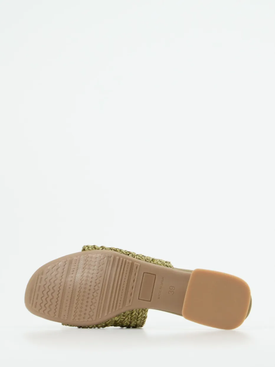 Damen Andrea Puccini – Pantolette aus Flechtleder Oliv