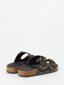 Damen Andrea Puccini – Pantolette aus Metallicleder mit Perlen