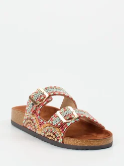 – Pantoletten aus Metallicleder mit Perlen*Andrea Puccini Hot