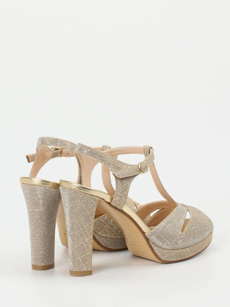 Damen Andrea Puccini – Plateau-Sandaletten aus Metallicleder