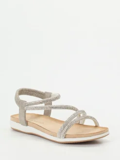 Damen Andrea Puccini – Riemchensandalen aus Metallicleder