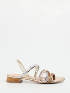 Damen Andrea Puccini – Riemchensandale aus Metallicsynthetik