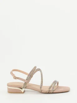 Damen Andrea Puccini – Riemchensandale aus Metallicleder Rosé