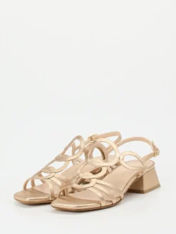 Damen Andrea Puccini – Riemchensandale aus Metallicleder