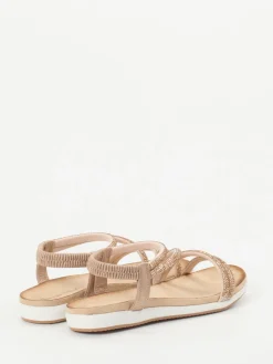 Damen Andrea Puccini – Riemchensandale aus Metallicleder Rosé