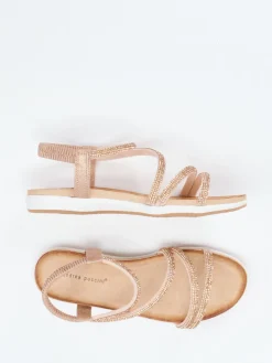 Damen Andrea Puccini – Riemchensandale aus Metallicleder Rosé