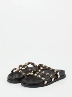 Damen Andrea Puccini – Slides aus Leder mit Nieten in