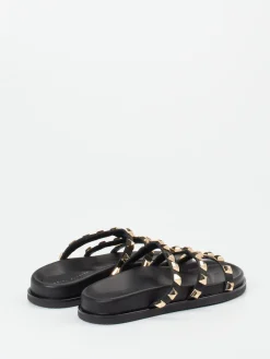 Damen Andrea Puccini – Slides aus Leder mit Nieten in