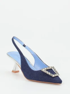 Damen Andrea Puccini – Slingback-Pumps aus Denim mit Strass