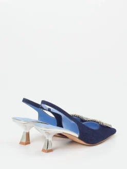 Damen Andrea Puccini – Slingback-Pumps aus Denim mit Strass