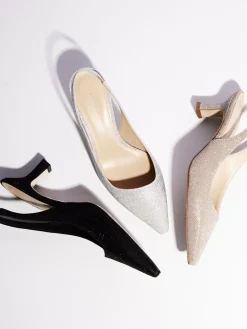 Damen Andrea Puccini – Slingback-Pumps aus Metallicleder