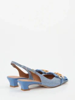 Damen Andrea Puccini – Slingbacks aus Kalbleder geflochten hell