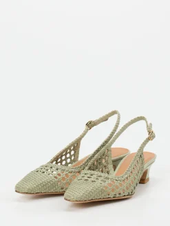 Damen Andrea Puccini – Slingpumps aus Flechtleder Salbei