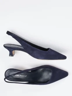 Damen Andrea Puccini – Slingpumps aus Veloursleder Dunkel