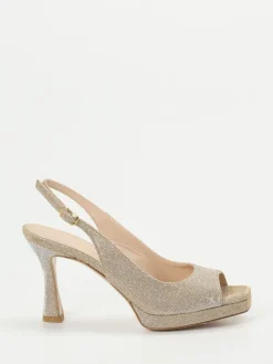 Damen Andrea Puccini – Slingpumps aus Metallicleder Champagner