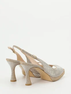 Damen Andrea Puccini – Slingpumps aus Metallicleder Champagner