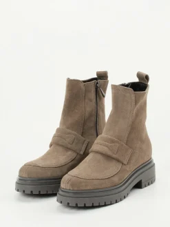 Damen Andrea Puccini – Stiefeletten aus Veloursleder Taupe