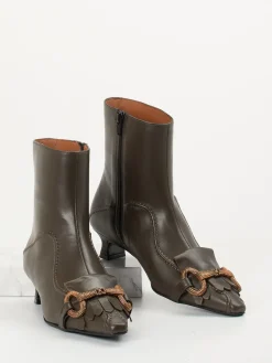 – Stiefeletten aus Lammleder oliv*Andrea Puccini Clearance