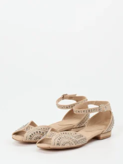 Damen Andrea Puccini – Zehensandalen aus Textil mit Strass