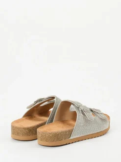 Damen Andrea Puccini – Zweiriemer-Pantolette aus Metallicleder