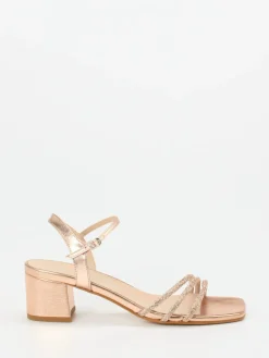 Damen Andrea Sabatini – Abendsandale aus Metallicleder Roségold