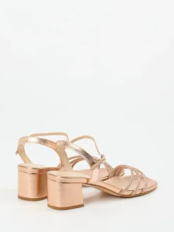 Damen Andrea Sabatini – Abendsandale aus Metallicleder Roségold