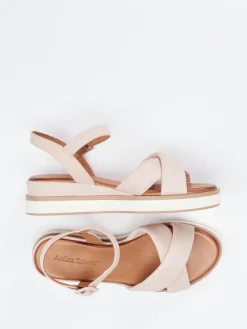 Damen Andrea Sabatini – Keilsandalette aus Kalbleder rosé