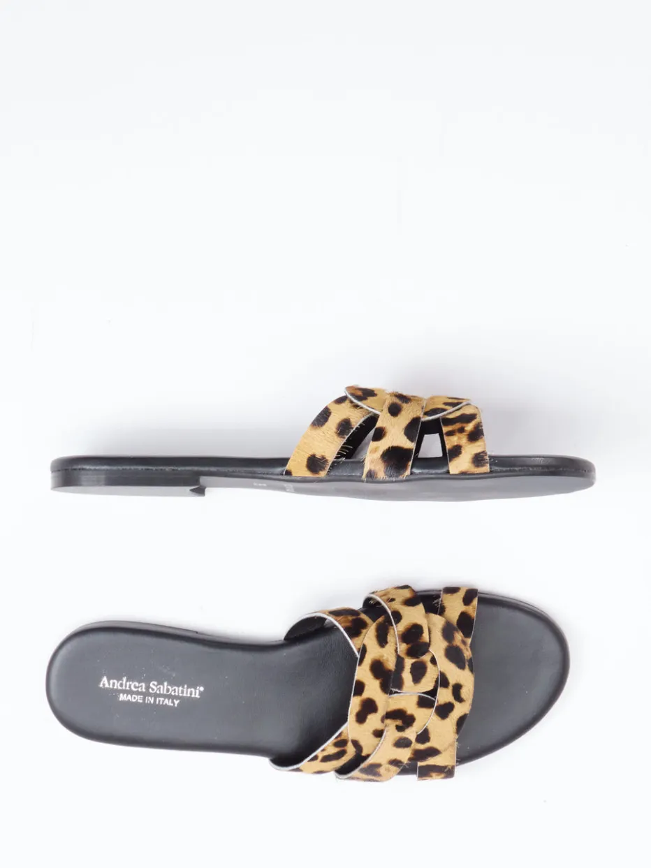 Damen Andrea Sabatini – Pantolette aus Fell mit Leoprint