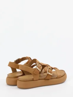 Damen Andrea Sabatini – Plateau-Sandalen aus Kalbleder cognac