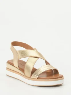 Damen Andrea Sabatini – Plateausandale aus Metallicleder