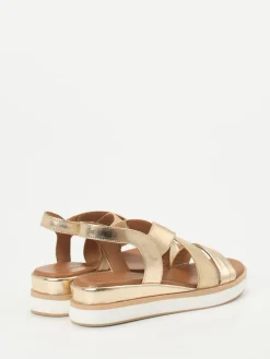 Damen Andrea Sabatini – Plateausandale aus Metallicleder