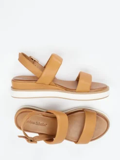 Damen Andrea Sabatini – Plateau-Sandalen aus Kalbleder cognac