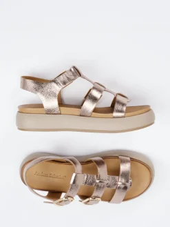 Damen Andrea Sabatini – Plateau-Sandalen aus Metallic-Leder Roségold