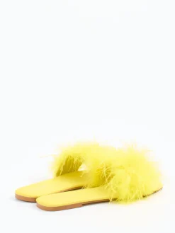Damen Andrea Sabatini – Slides aus Fell mit Federbesatz