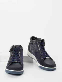 Damen Ara – High-Top-Sneaker aus Metallicleder Dunkel