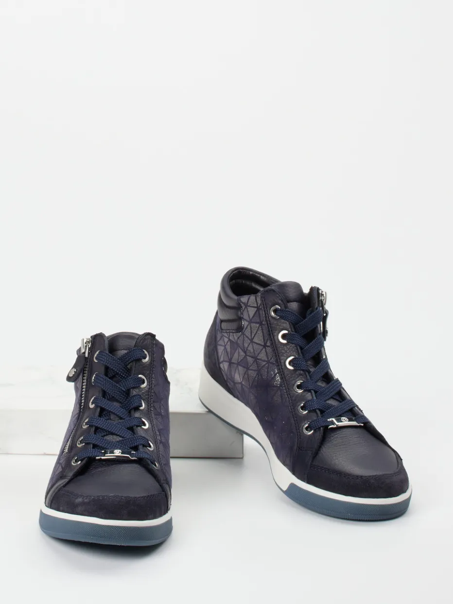 Damen Ara – High-Top-Sneaker aus Metallicleder Dunkel