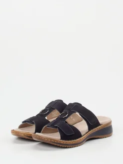 Damen Ara – Komfort-Pantolette aus Veloursleder Dunkel