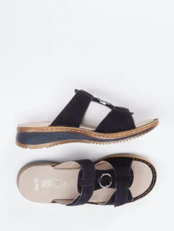 Damen Ara – Komfort-Pantolette aus Veloursleder Dunkel