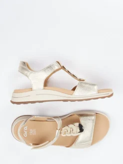 Damen Ara – Komfortsandale aus Metallicleder farben