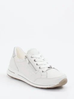 Damen Ara – Komfort-Sneaker aus geprägtem Leder Offwhite