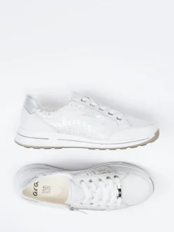 Damen Ara – Komfort-Sneaker aus geprägtem Leder Offwhite