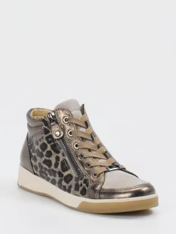 – Mid-Top Sneaker aus geprägtem Leder bronze*Ara Clearance