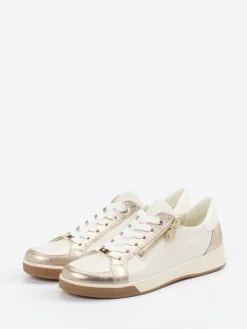 Damen Ara – Sneaker aus Kalbleder in Cremeweiß