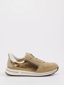 Damen Ara – Sneaker aus Leder-Mix beigegold