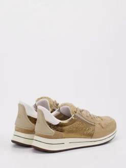 Damen Ara – Sneaker aus Leder-Mix beigegold