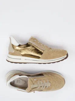 Damen Ara – Sneaker aus Leder-Mix beigegold