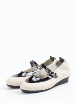 Damen Arche – Mary Jane Ballerinas aus Nubukleder creme