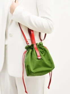 – Beuteltasche aus Textil und Leder gras*AU 79 Hot