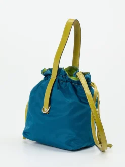 Damen AU 79 – Beuteltasche aus Textil und Leder petrol